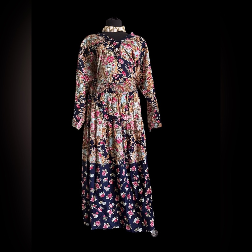 90s maxi elastic waist  Floral  Dress S 22W Cottage Prairie CottageCore
L/s‎